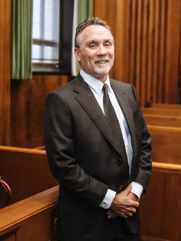 Photo of attorney James Krupp in a St. Louis court room